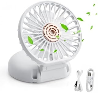 Pagezol Handheld Fan Folding, Desk Fans, Handheld Fan Mini, USB Electric Fan, Travel Fan, Handheld Rechargeable Fan, Small Round White Fan, USB Pocket Fan, Fan Cooling Quiet, Neck Fan, Foldable fan