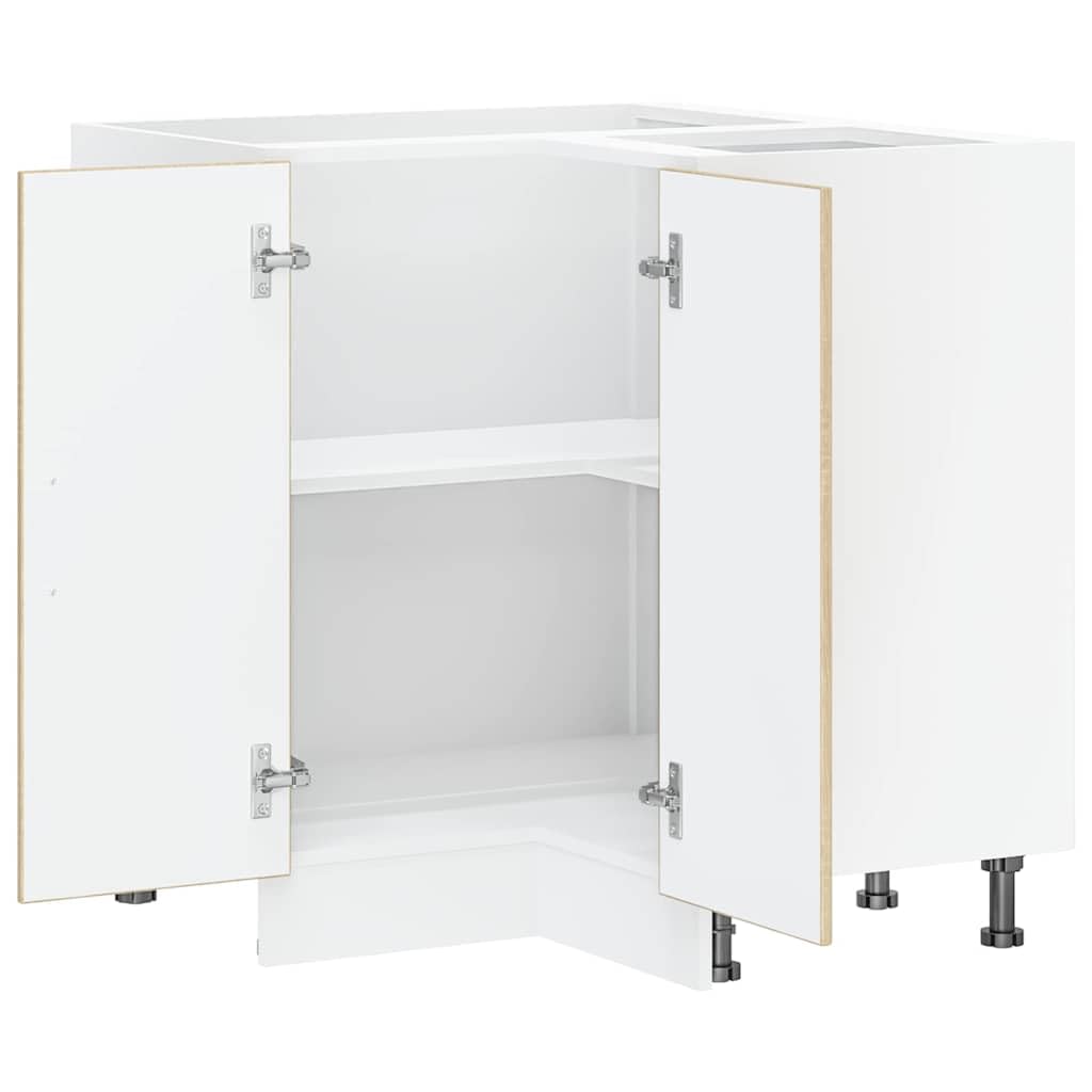 Lucca - Mobiletto angolare da cucina in rovere Sonoma, con piedini regolabili, salvaspazio, per cucina, sala da pranzo, dispensa, vetrina, per stoviglie, pentole, posate, mobile robusto