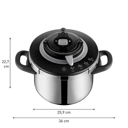 SEB Clipso+ CHEF 6L, Cocotte-minute, 4-6 personnes, Induction, 4programmes de cuisson, Cuisson rapide, Ouverture et fermeture du couvercle d'une seule main, P4550700