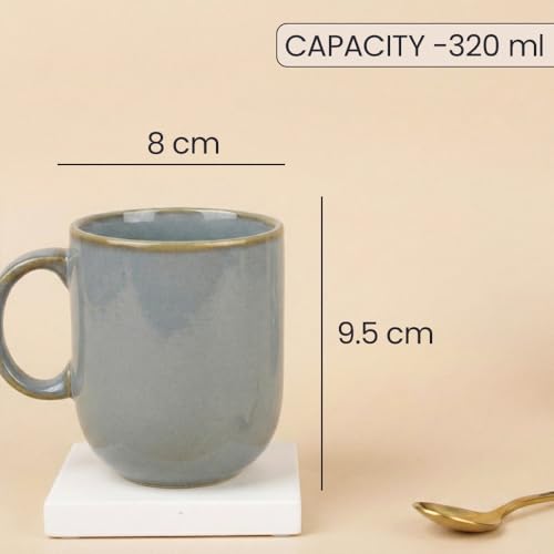 Image of The Earth Store Grey Cylus Coffee Mug - 320ML Ceramic Coffee Mugs Set of 4 | Microwave & Dishwasher Safe Mugs for Gift | Home | Office | Restaurant | Daily Use Tea Mug