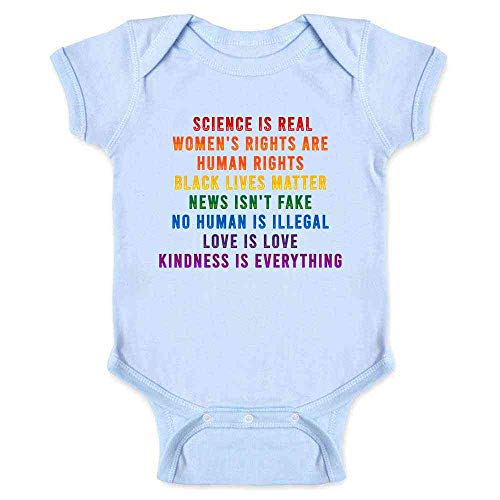 Science is Real Black Lives Matter Rainbow Facts Infant Bodysuit Light Blue 6M