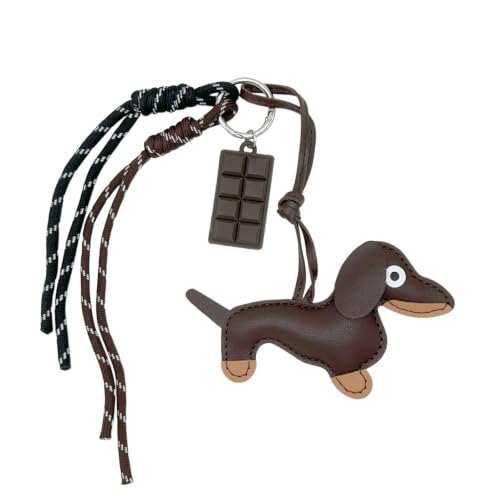Porte-clés teckel en cuir pour sac et clés - Accessoire de mode original