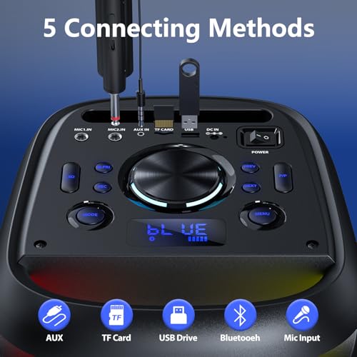 Image of JYX Karaoke Machine for Adults, 24 inch Big Portable Bluetooth Speaker for Adults with RGB Light PA System Treble & Bass 500W, Support TWS /USB /AUX /TF Card /REC, for Home Party Outdoors