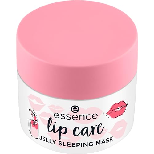 essence lip care JELLY SLEEPING MASK, Lippenmaske, Nr. 02, Rot, feuchtigkeitsspendend, regenerierend, vegan, ohne Konservierungsstoffe, ohne Parabene, ohne Mikroplastikpartikel, 1er Pack (8g)
