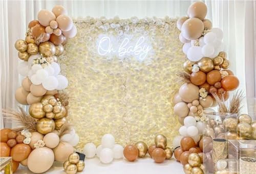 Image of MEBAY Boho Balloons Garland Arch Kit, 146 Pcs Brown Nude White Balloons Different Sizes for Girls Baby Shower Garden Tea Party Bachelorette Birthday Wedding Decorations