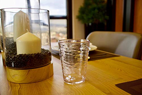 MARCUS HOME KLIFA- RIPPLE- 16 ounce, Set of 6, Acrylic Tumbler Drinking Glasses Cups, BPA-Free, Stackable Plastic Drinkware, Dishwasher Safe, Clear