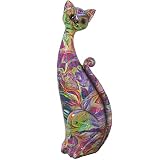 FIGURA RESINA GATO DECORADO GRAFITI_10X10X30CM