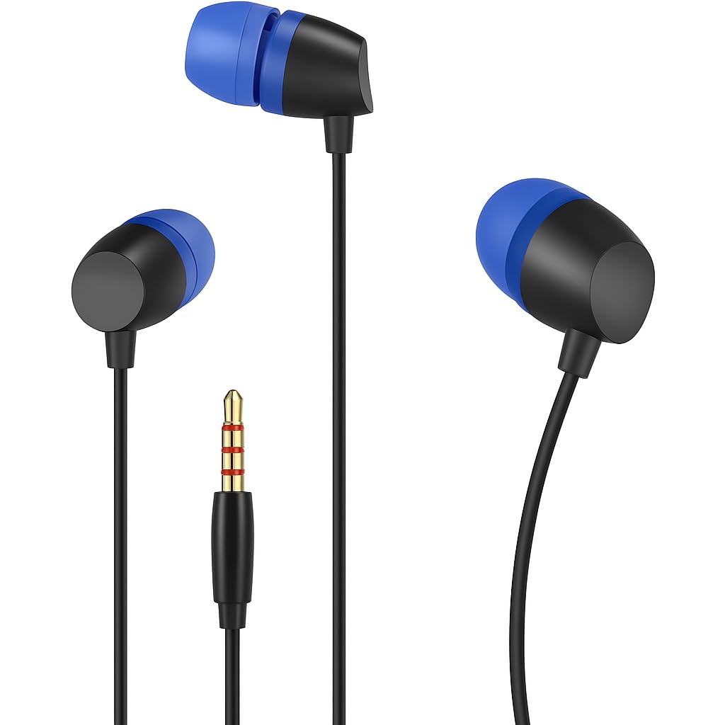 Fitto Black Wired in-Earphone Stereophonic Sound With Mic, Built-in Microphone, Bass, 3.5mm Jack, Suitable For All Mobile Phones, Android & Mac Mobiles, Ear Phone, Music