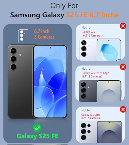 Image of FNTCASE for Samsung Galaxy S25 FE Case: Shockproof Protective Lightweight with Screen Protector Duty Rugged Cell Phone Cover Non Slip, Military Grade Drop Protection for S25FE(Navy Blue)