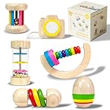 Montessori Baby Spielzeug ab 1 Jahr: Sensorik Rassel Babyspielzeug ab 3-6-9-12-18 Monate Junge Mädchen Holz Motorikspielzeug Regengeräusche für 0 1 2 Jahrn Kinder Kleinkinder Neugeborene Geschenk