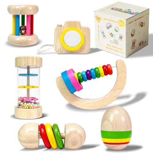 Montessori Baby Spielzeug ab 1 Jahr: Sensorik Rassel Babyspielzeug ab...
