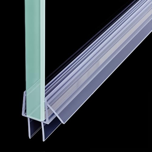 WPOEI 3 PCS Frameless Shower Door Bottom Seal 1/4 Inch Glass (15.75 in x 3) 3 Section Segmented Installation Kit Glass Shower Door Seal Strip Bottom Weather Stripping Sweep Leak Water Guard
