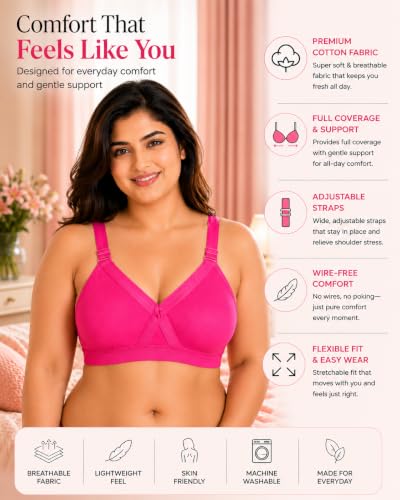 Image of SONA Women's Super Fit Cotton Full Coverage Non-Padded Non-Wired Everyday Bra - Full Support -(Pack of 1)