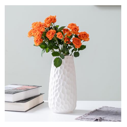 ELECTRO-WEIDEWORLD 花瓶 フラワーベース 陶器 ホワイト 北欧 おしゃれ 大きい インテリア飾り 花器 生花 ドライフラワー セラミックス フラワーベース (デザインB(高さ25.5cm))