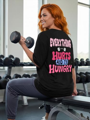Eatbook Funny Oversized Workout Shirts for Women Gym Lift Heavy Graphic Tee — view 3