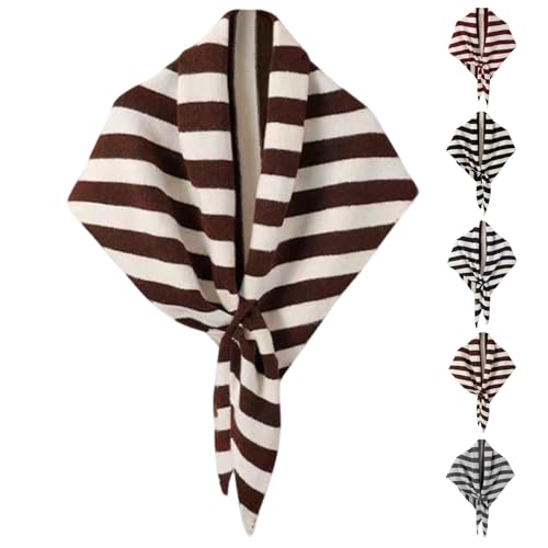 Chal de pashmina de color sólido para mujer, bufanda de punto con tacto de cachemira, bufanda de manta, chal de moda para todas las estaciones, Rayas caqui, 1