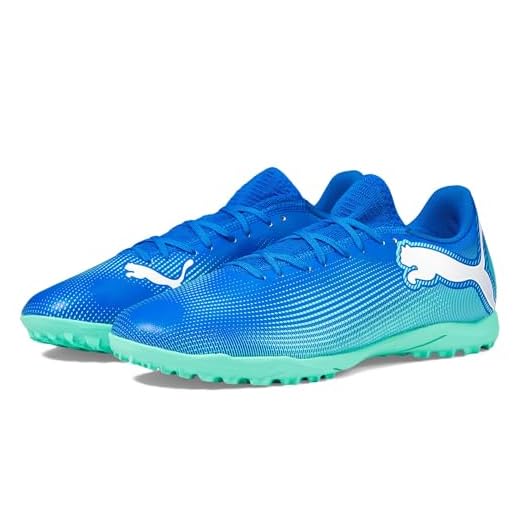 PUMA Men's Future 7 Play Turf Trainer Soccer Cleats Sneaker, Hyperlink Blue-Mint White, 11