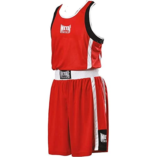 Metal Boxe Hombre Ensemble Short + Débardeur Traje de Boxeo, Rouge, XS
