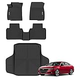 Floor Mats & Cargo Liner for 2018-2021 2022 Honda Accord (Include Hybrid) All Weather Protection TPE Rubber Full Set Automotive Floor Liners for 2020 Accord Accessories, Odorless Anti-Slip, Black