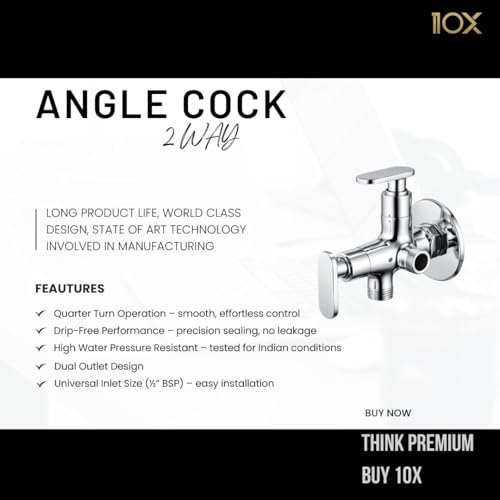 Image of 10X Brass Angle Cock Two In One AV-8633 Wall Mount Chrome Plated