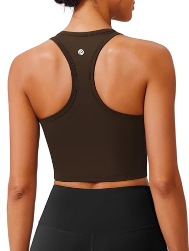 Image of PINSPARK Sports Bra Longline Racerback Tank Tops for Women Padded Workout Yoga Top