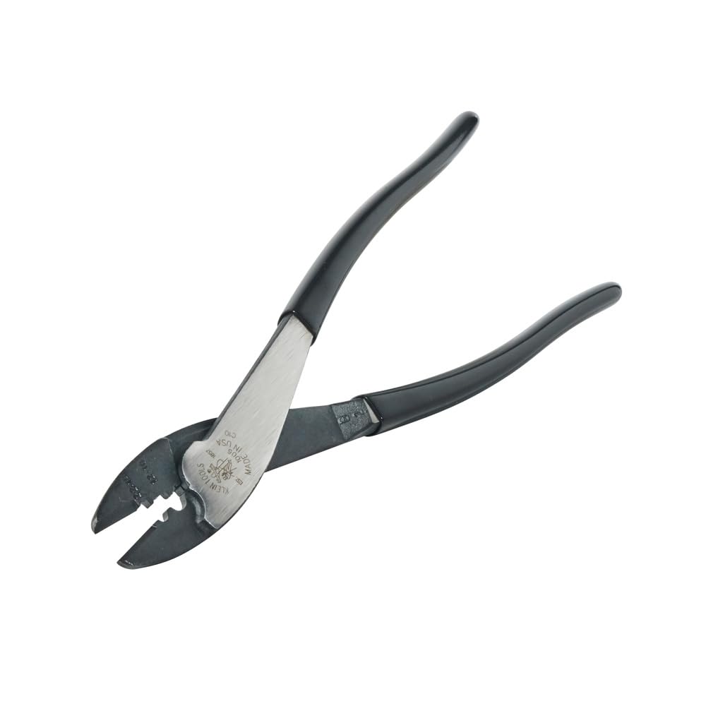 Klein Tools Herramienta de corte/crimpado 1006, fabricada en Estados Unidos, engarza terminales y conectores sin soldadura de 10 a 22 AWG, con cortador de alambre en nariz cónica