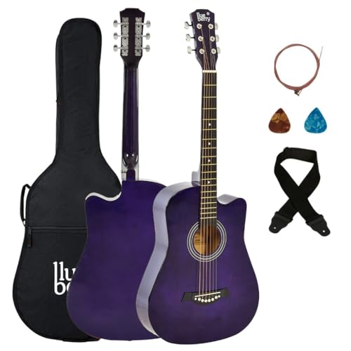 Image of BLUEBERRY, B-38C Acoustic Guitar Kit with Bag, Strap, One Pack Strings And 2 Picks - 38 Inch (Purple)