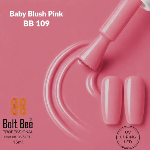 Image of BOLT BEE 15ML Gel Nail Polish 1Pc Clear Pink Glitter Nail Polish Soak Off UV LED Nail Gel Polish Nail Art Starter Manicure Salon DIY at Home, 0.5 OZ (1) (109)