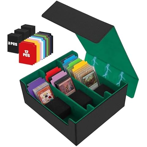 QLOUNI Card Storage Box for Trading Cards, 2600+ Commander Deck Box, Storage Box Fits Toploader and One-Touch, Card Organizer for TCG, MTG, Sports Cards, with Card Dividers & Stoppers Cover