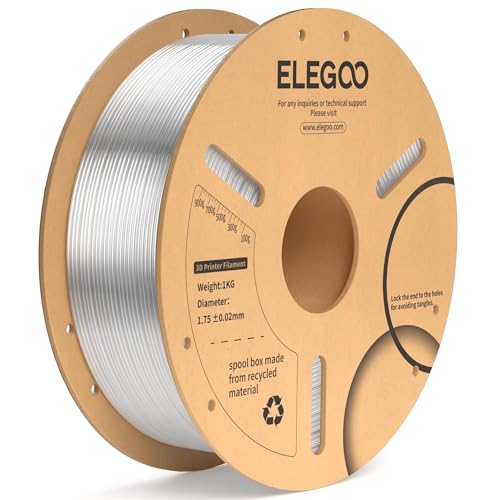 ELEGOO PLA Plus Filament 1.75mm Clear 1KG, PLA+ Tougher and Stronger 3D Printer Filament Pro Dimensional Accuracy +/- 0.02mm, 1kg Spool(2.2lbs) Fits for Most FDM 3D Printers