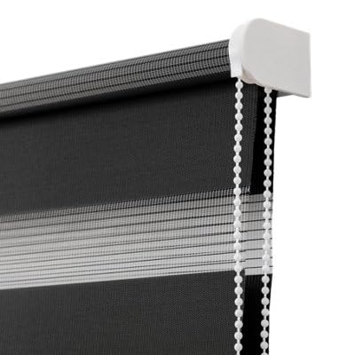 GoodHome Store Enrouleur Jour/Nuit Elin 2 Noir 90 x 180 cm