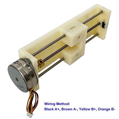 Dc 5V-12V 2-Phase 4-Wire Stepper Motor Linear Slider 100Mm Stroke Guide Rail Slide Lead Screw Linear Stage Actuator W/Motion Sliding Table Stepping Motor For Engraving Machine Measuring Equipment #TOP6