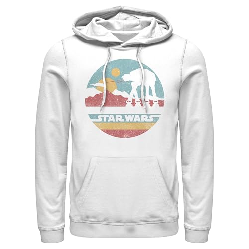Star Wars Mens At At Mountain Pullover Hoodie White Medium