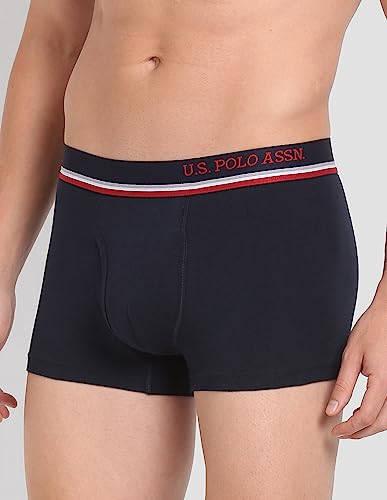 Image of U.S. Polo Assn. Mens Solid Cotton Spandex I014 Trunks - Pack of 2