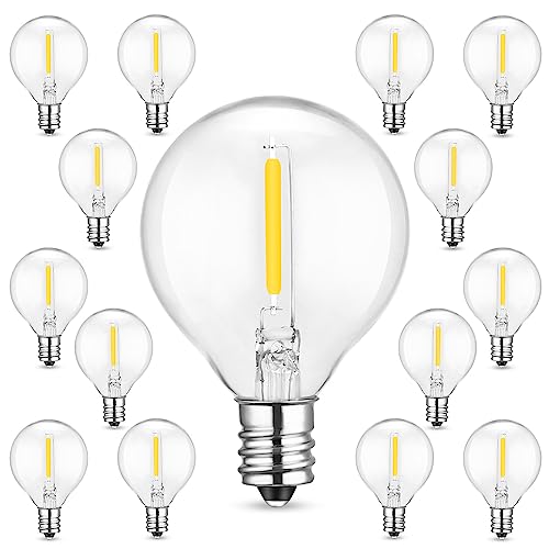 Weskjer G40 Replacement LED 0.6 Watt Globe Bulbs E12 Led Light Bulb IP44 Waterproof G40 Led Glass Bulbs for Outdoor Lights Home Party Wedding Decoration