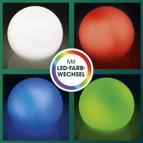 EASYmaxx LED Solarleuchte mit Fernbedienung | 3 kaltweiße Leuchten - Kugeln mit Solarbetrieb & Farbwechsel | dimmbare Helligkeitsstufen, 12 Farben & 5 Leuchtmodi | inklusive Erdspieß & Dämmungssensor