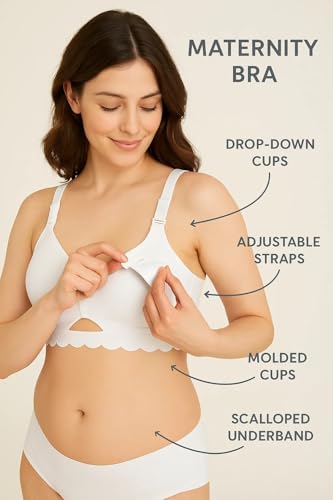 Image of ELEG & STILANCE Maternity Feeding Bra Padded Nursing Bra with Adjustable Straps Easy Baby Breastfeeding New Moms