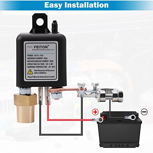 250A Remote Battery Disconnect Switch 12V Upgraded Battery Kill Switch for Car RV Truck Camper Dual Remote Control Anti-Theft Battery Shut Off Switch Prevent Battery Drain (450A Starting Current) - Thumbnail 4