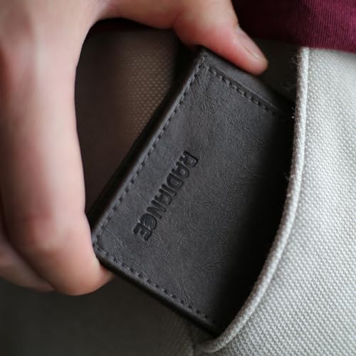 Slim minimalist wallet RFID blocking credit card holder for mens front pocket bifold leather business card holder organizer pocket (brown)4