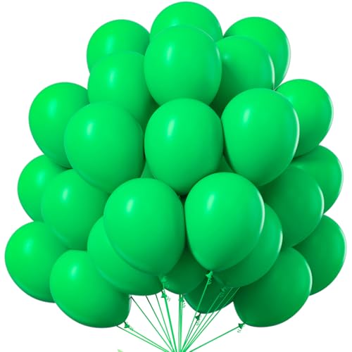 Image of PartyWoo Green Balloons 100pcs 12 Inch Green Latex Helium Balloons for Birthday Baby Shower Graduation Engagement Wedding Dinosaur Jungle Golf Football Baseball Theme Party Decorations Green-Y24