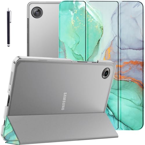 Image of Robustrion Cover for Samsung Galaxy Tab A11 Plus Cover Case 11 inch, Flip Cover Case for Samsung Galaxy Tab A11 Plus Cover /Tab A11+ Tablet Cover with Translucent Back - Marble Green