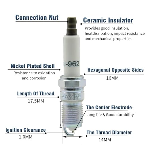 Spark Plugs and Wires for Chevy 5.3, Spark Plug 41-962 * 8 + Spark Plug Wires *8 9748HH 10.5mm (red) Fit for Chevrolet Silverado GMC Sierra Hummer H2 Cadillac Escalade LS2 LS3 LS4 LS7 Engines……