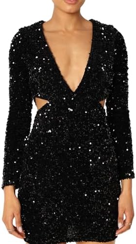 R.Vivimos Womens Glitter Sequin Party Dresses Fall Winter Long Sl...