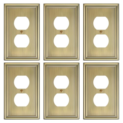 6-Pack Zinc Alloy Single Duplex Outlet Cover Plate Solid Receptacle Cover