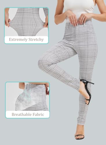 KYAL Women's High Waisted Stretchy Work Pants Straight Leg Business Office Trousers Button Casual Slacks with Pockets4