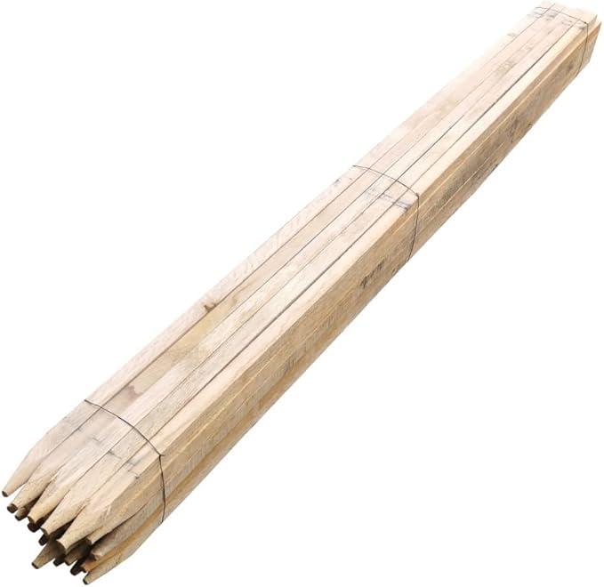 TerraGala Lot de 10 piquets en bois dur en chêne, piliers en bois de chêne aiguisés 2 m Ø env. 25 x 25 mm