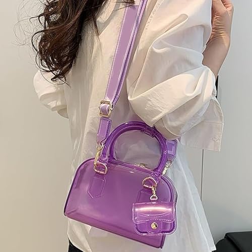 Fashionable Transparent Handbag, Clear Jelly Shoulder Bag with Mini Coin Purse, Women Stylish Tote Bag with Wide Strap4