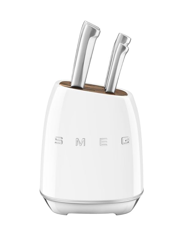 SMEG 50's Retro Style Knife Block Set, KBSF02WH, White by Smeg - Used condition - CA$270.89