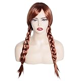Ishua Brown Braid Wig Cosplay Halloween, Long Braided Brown Cosplay Wig for Women, Braided Cosplay Wigs with Bangs for Costume Cosplay Party Wigs