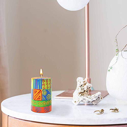 Hand Painted Pillar Candle In Gift Box (Shahida Design) #TOP6